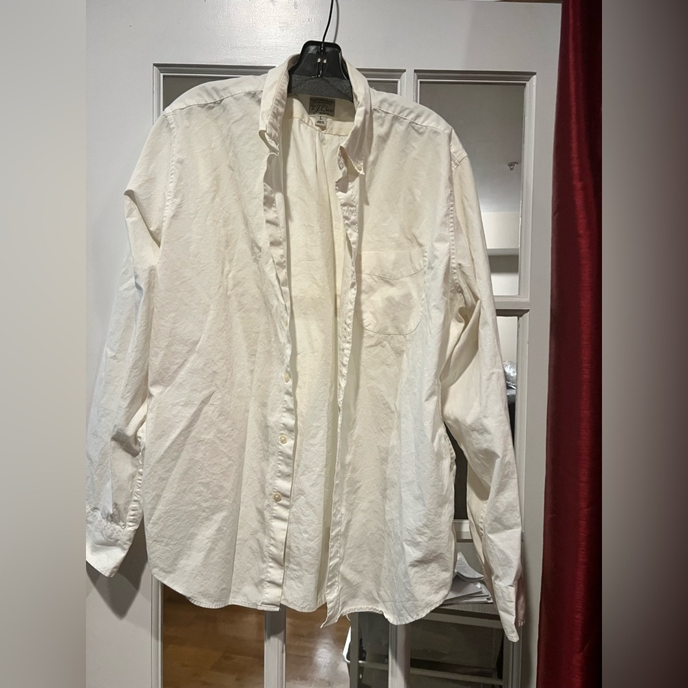 J. Crew Men's White Casual Button Down Shirt